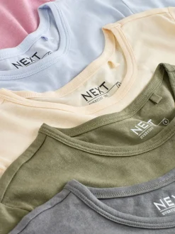Tops En T-Shirts|Next - Set van 5 T-shirts met ronde hals en hoog katoengehalte Mineraalkleurig