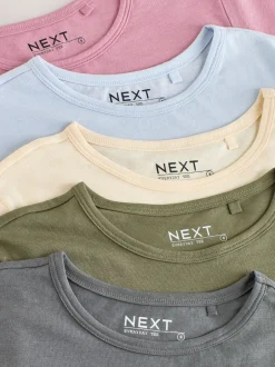 Tops En T-Shirts|Next - Set van 5 T-shirts met ronde hals en hoog katoengehalte Mineraalkleurig