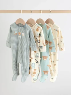 Babypakjes En Babypyjama's|Multipacks|Next Mineraalkleurig - Verpakking van 4 Hamish-babypyjama's (0-2jr)
