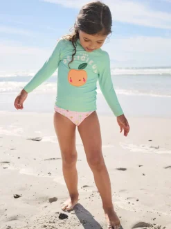 Badkleding|Badkleding*Next - Long Sleeve Sunsafe Swim Set (3mths-7yrs) Mint Green Gingham Fruit