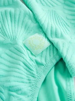 Badkleding|Next - Textured Long Sleeve Sunsafe Swimsuit (3-16yrs) Mint Green Shell