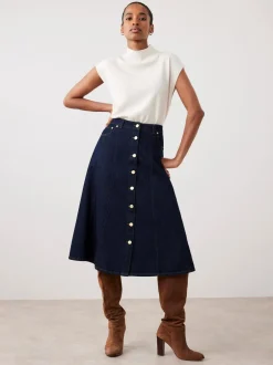 Rokken|Mint Velvet - Denim midirok