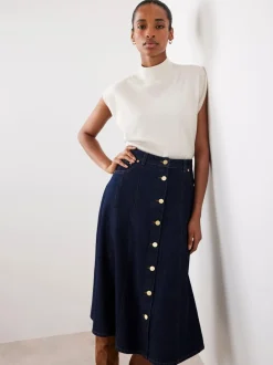 Rokken|Mint Velvet - Denim midirok