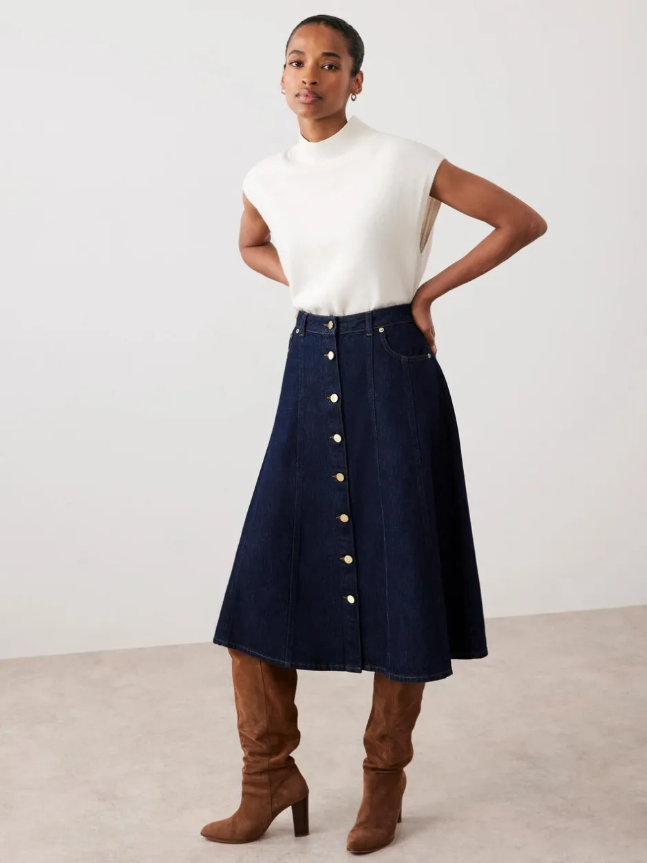 Rokken|Mint Velvet - Denim midirok
