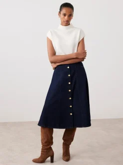 Rokken|Mint Velvet - Denim midirok