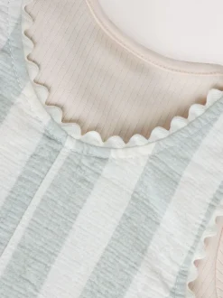 Tuinbroeken|Next Mintgroen gestreept - Babyset van rompertje met korte mouwen en bretelbroek (0mnd -2jr)