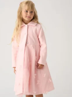 Gelegenheidskleding|Miss Pink Jacket and Tulle Appliqué Butterfly Dress Set