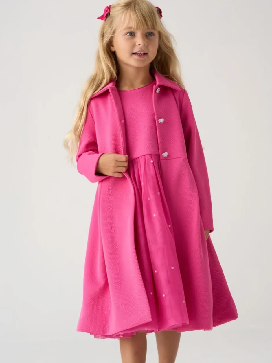 Gelegenheidskleding*Miss Pink Jacquard Bows Jacket and Sequin Dress Set