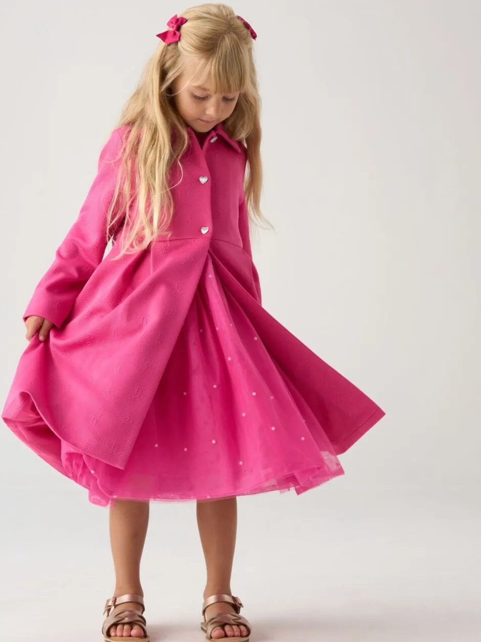 Gelegenheidskleding*Miss Pink Jacquard Bows Jacket and Sequin Dress Set