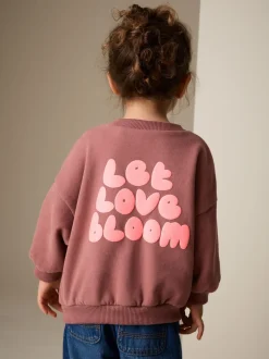 Truien En Breisels|Sweaters En Hoody´S*Next - Sweatshirt met ronde hals (3 mnd-7 jr) Mocha Brown Let Love Bloom