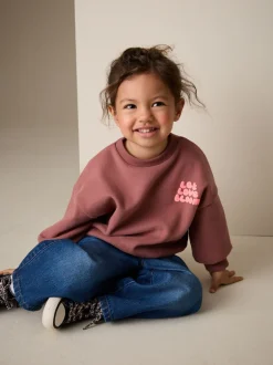 Truien En Breisels|Sweaters En Hoody´S*Next - Sweatshirt met ronde hals (3 mnd-7 jr) Mocha Brown Let Love Bloom