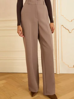 Kostuums En Werkkleding|Love & Roses Mokka - broek met wijde pijpen