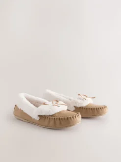 Pantoffels|Alle Nacht- En Loungekleding*Next Mokkabruin - Moccasin Suede Slippers