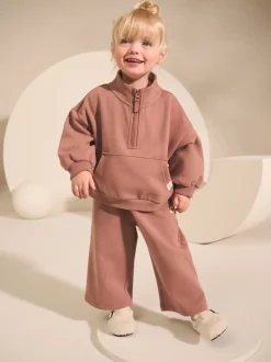 Sweaters En Hoody´S*Next Mokkabruin - Sweatshirt met kwartrits (3mnd -7jr)