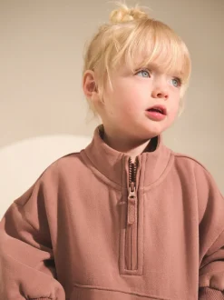 Sweaters En Hoody´S*Next Mokkabruin - Sweatshirt met kwartrits (3mnd -7jr)