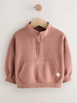 Sweaters En Hoody´S*Next Mokkabruin - Sweatshirt met kwartrits (3mnd -7jr)