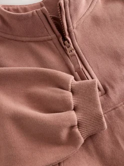 Sweaters En Hoody´S*Next Mokkabruin - Sweatshirt met kwartrits (3mnd -7jr)