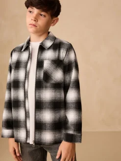 Shirts*Next - Overshirt met rits en ruitjes (3-16jr) Mono Core zwart-wit