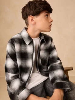 Shirts*Next - Overshirt met rits en ruitjes (3-16jr) Mono Core zwart-wit