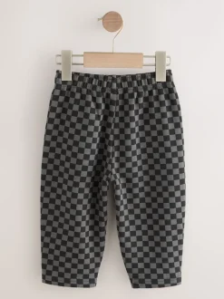 Jeans En Joggingbroeken|Joggingbroeken|Next Mono dambordmotief - Wide Leg Jersey Joggers (3mths-7yrs)