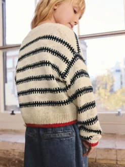 Gebreide Kleding*Next Mono Streep - V-Neck Stitch Cardigan (3-16yrs)