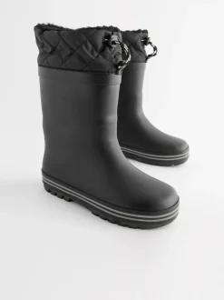 Laarzen|Boots*Next - Warme gevoerde regenlaarzen met rand Mono zwart