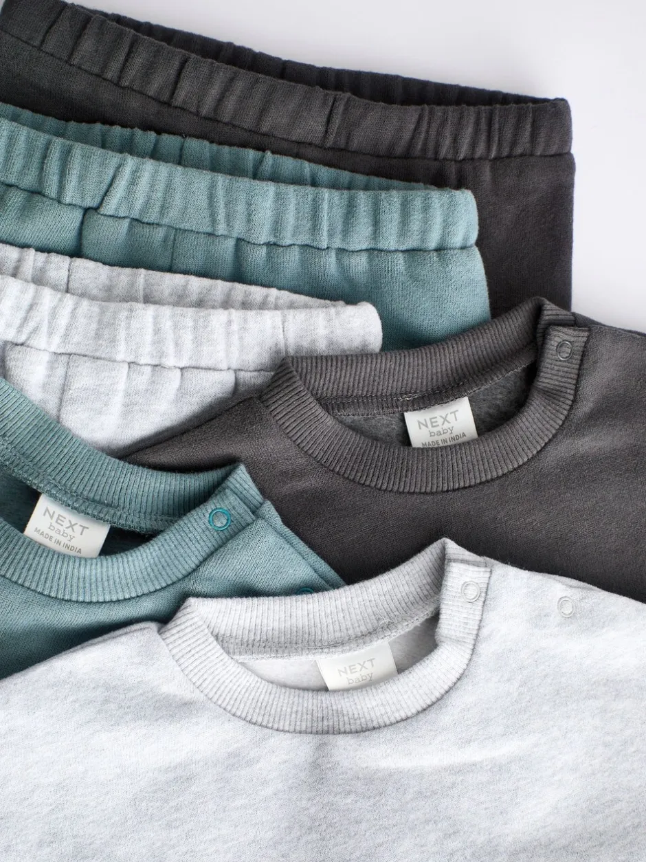 Sets En Combisets|Multipacks*Next Monochroom - Baby Sweatshirt en Joggingbroeken Set 6 stuks (0mnd-3jaar)