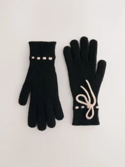 Mutsen, Handschoenen En Sjaals*Next - 3D Bows Knitted Gloves 1 Pack Monochroom