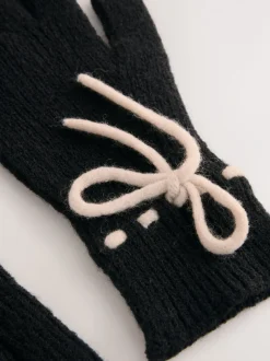 Mutsen, Handschoenen En Sjaals*Next - 3D Bows Knitted Gloves 1 Pack Monochroom