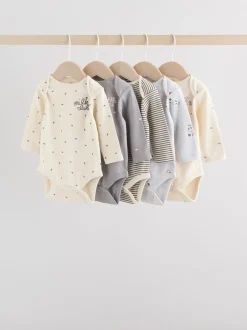Multipacks|Rompertjes En Hemdjes|Next - Set van 5 rompers met lange mouwen Monochroom