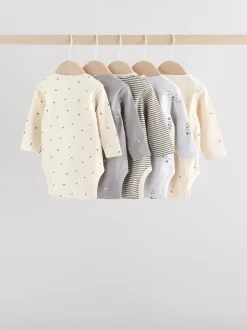 Multipacks|Rompertjes En Hemdjes|Next - Set van 5 rompers met lange mouwen Monochroom