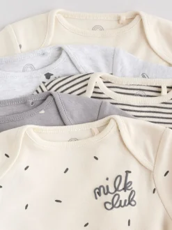Multipacks|Rompertjes En Hemdjes|Next - Set van 5 rompers met lange mouwen Monochroom