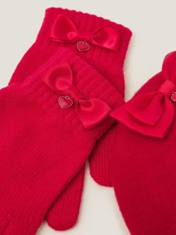 Mutsjes En Antikrabwantjes|Mutsen, Handschoenen En Sjaals|Monsoon - Strik baret van wol & handschoenenset