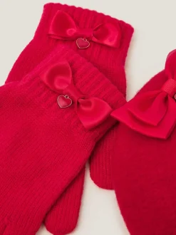 Mutsjes En Antikrabwantjes|Mutsen, Handschoenen En Sjaals|Monsoon - Strik baret van wol & handschoenenset
