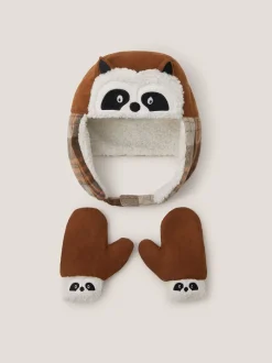Mutsjes En Antikrabwantjes|Mutsen, Handschoenen En Sjaals|Monsoon Baby Racoon Trapper Hat & Mittens Set