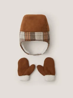 Mutsjes En Antikrabwantjes|Mutsen, Handschoenen En Sjaals|Monsoon Baby Racoon Trapper Hat & Mittens Set