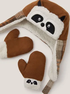Mutsjes En Antikrabwantjes|Mutsen, Handschoenen En Sjaals|Monsoon Baby Racoon Trapper Hat & Mittens Set