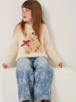Gebreide Kleding|Monsoon Bear Embellished Fuzzy Jumper