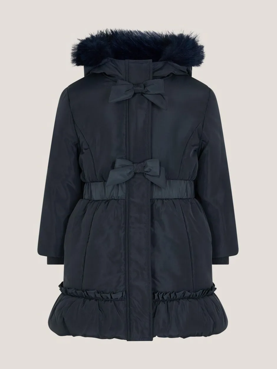 Jassen, Jacks En Kinderwagenpakjes|Schoolkleding|Monsoon Frill Bow Hooded Coat