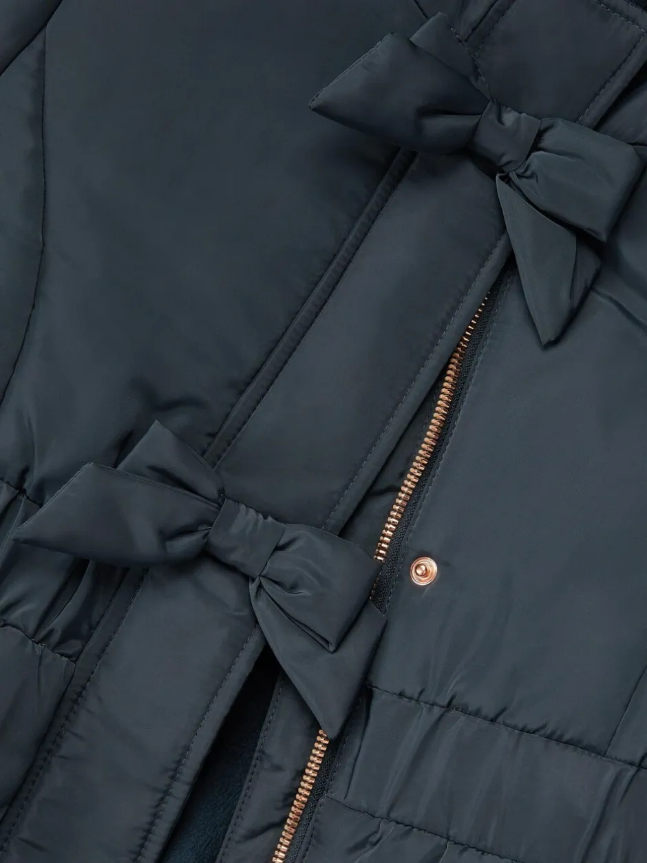 Jassen, Jacks En Kinderwagenpakjes|Schoolkleding|Monsoon Frill Bow Hooded Coat