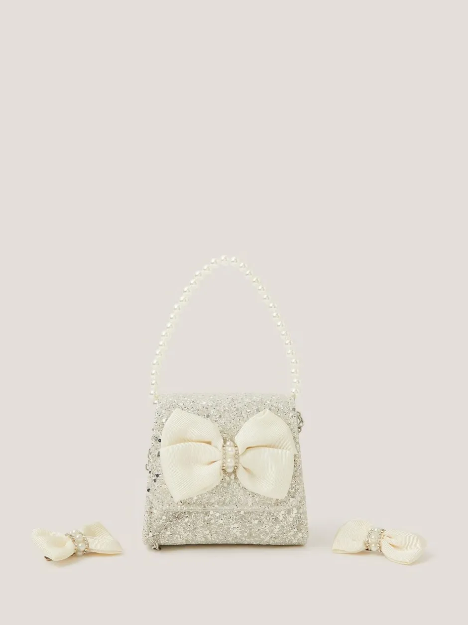 Tassen|Monsoon Glitter Pearl Bow Handbag & Hair Clips Set
