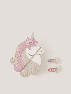 Tassen*Monsoon Glitter Unicorn Bag & Pearly Hair Clips Set