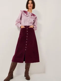 Rokken*Monsoon Jamie Button Corduroy Midi Skirt