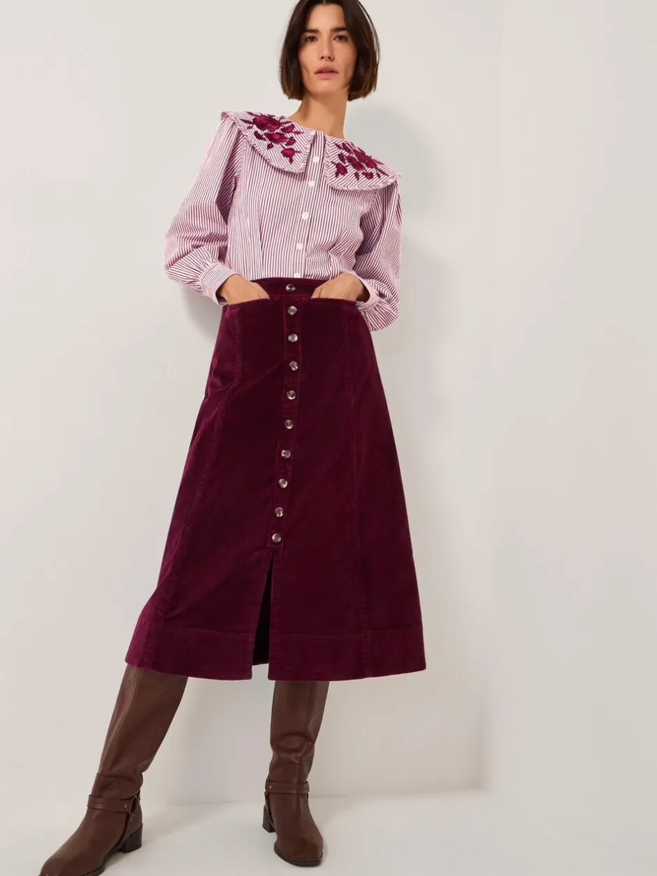 Rokken*Monsoon Jamie Button Corduroy Midi Skirt