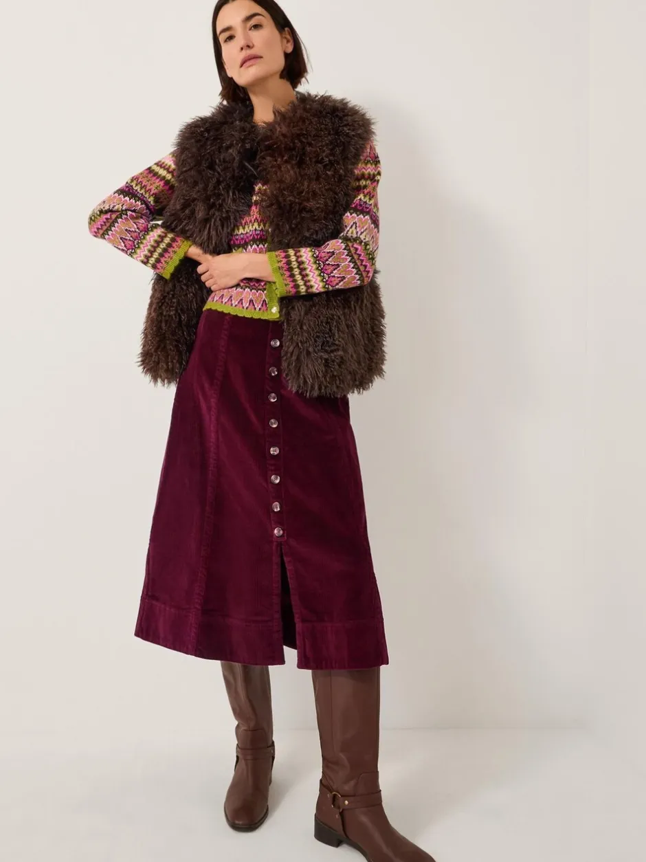 Rokken*Monsoon Jamie Button Corduroy Midi Skirt