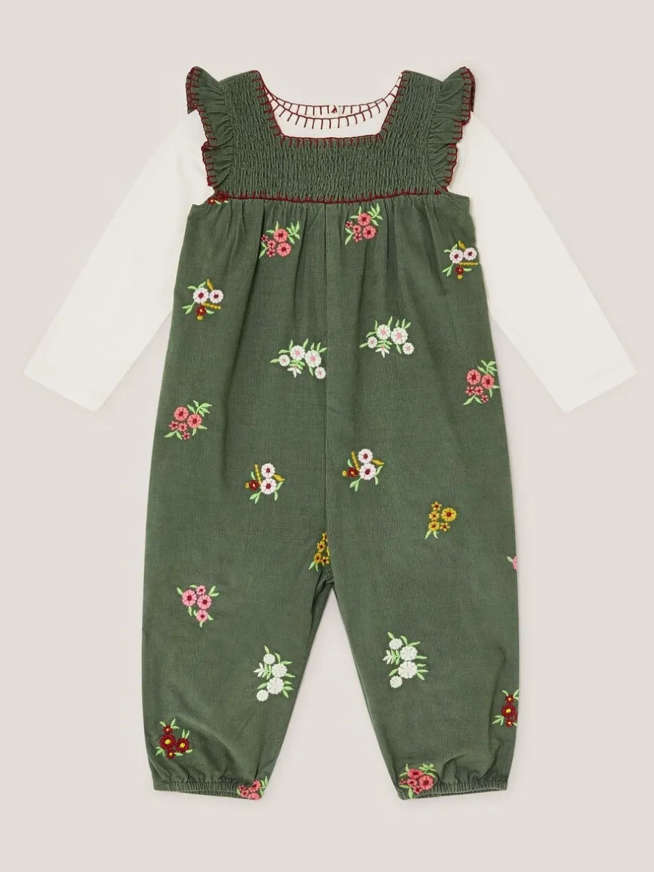 Jumpsuits En Playsuits|Monsoon Long Sleeve Top & Floral Corduroy Dungarees Set