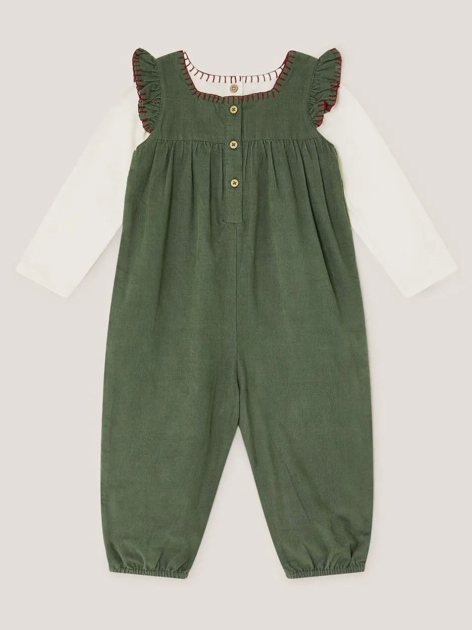 Jumpsuits En Playsuits|Monsoon Long Sleeve Top & Floral Corduroy Dungarees Set