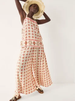 Broeken*Monsoon Maddie Floral Print Wide Leg Trousers