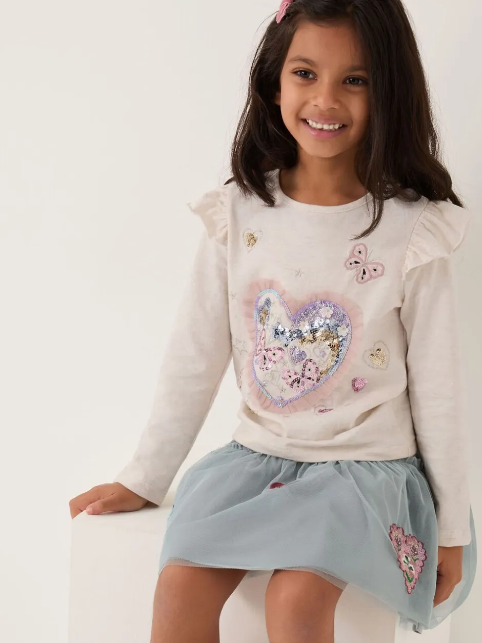 T-Shirts*Monsoon Sequin Heart Butterfly Long Sleeve Top