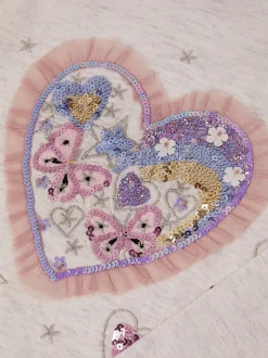 T-Shirts*Monsoon Sequin Heart Butterfly Long Sleeve Top
